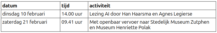 Agenda januari 2026