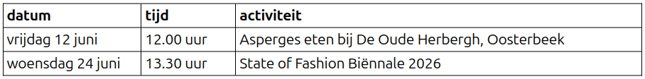 Agenda juni 2026